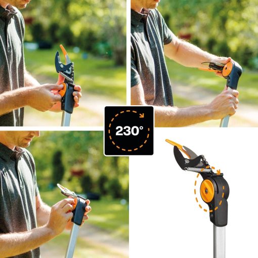 Fiskars Coupe-Branches Multifonctions Télescopique, pour Bois vert et Rameaux, Revêtement antiadhésif, Lame en acier/manche en aluminium, longueur 2,4 - 4 m, noir/orange, UPX86, 1023624 - Image 22