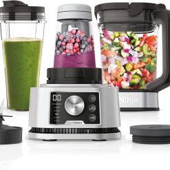 Ninja Foodi Power Nutri Blender 3-in-1 Blender for Smoothie Bowls, Thick Spreads and Iced Drinks, Automatic Programs, 2.1 L, 700 ml and 400 ml, 1200 W, Silver CB350EU