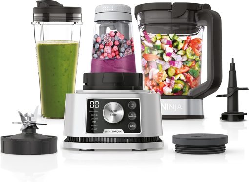 Ninja Foodi Power Nutri Blender 3-in-1 Blender for Smoothie Bowls, Thick Spreads and Iced Drinks, Automatic Programs, 2.1 L, 700 ml and 400 ml, 1200 W, Silver CB350EU