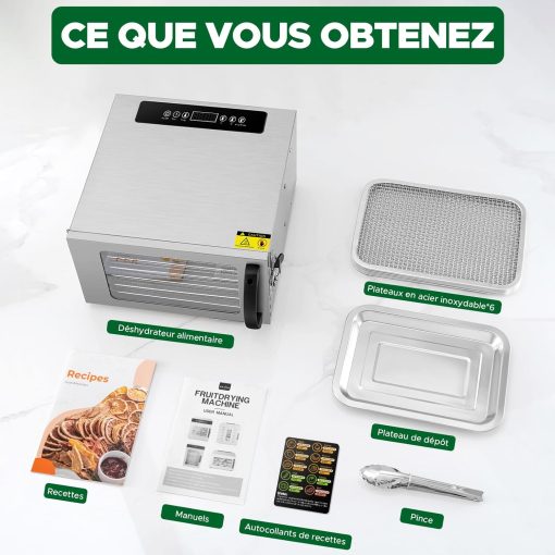 Kwasyo Food Dehydrator, 10 Trays ? Desiccator with Timer (24H) ? Fruit and Vegetable Dehydrator Adjustable Temperature (30 to 90°C) + 1 x Recipe Book - Image 13