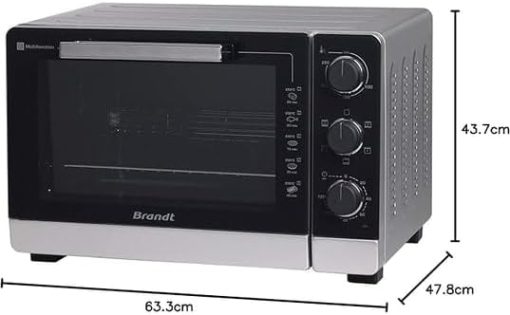 BRANDT FC215MB - Mini four - 21L - Multifonction - 5 positions de cuisson - Porte double vitre - Cavité anti-adhésive - Accessoires : lèchefrites, grille, pince pour récupérer les plats - 1380W - Noir - Image 12