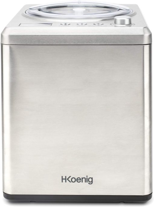 H.Koenig Sorbetière Turbine à Glace Professionnelle HF340, Machine à Glace Electrique 2L, 180 W, Réfrigérante & Maintien du Froid - Sorbet et Crème Glacée