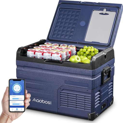 AAOBOSI 46 L Glaciere a Compression, Glaciere Electrique Double Zone, 12 V/24 V et 100-240 V Frigo Camping, -20 ℃ à 20 ℃, pour Voiture, Camion, Bateau, Camping-Car - Image 7
