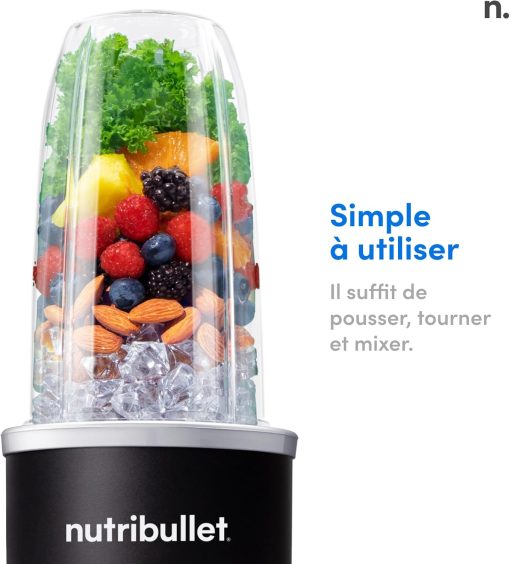 Nutribullet Pro 1200, Blender électrique, Broyeur, Smoothie Blender, Blender multifonctions, puissance 1200w, verres 700ml et 900ml, noir, NB120MB - Image 11