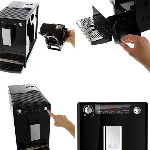 Melitta Caffeo Solo Noir Pure Black, Machine à Café à Grains avec Broyeur et Système d'Extraction des Ar?mes, Affichage LED, Mode 1 à 2 Tasses, Cafetière Expresso, Automatique, E950-222, 1400W - Image 17