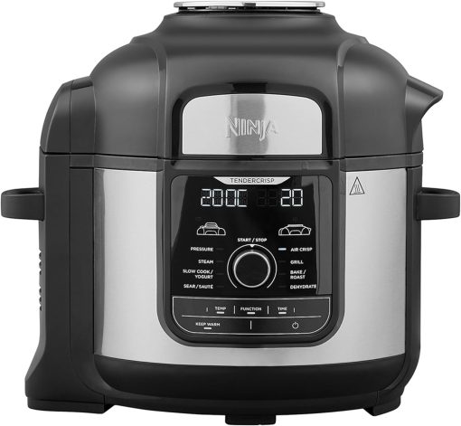 Ninja Foodi MINI 6-en-1 4.7L Multicuiseur, Autocuiseur Multifonction, Friteuse, 6 fonctions de cuisson dont Cuisson lente et Vapeur, 1460W, Gris/Noir OP100EU