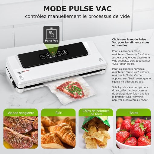 Bonsenkitchen Machine Sous Vide Alimentaire - Appareil de Mise Sous Vide pour La Cuisson Sous Vide et La Conservation des Aliments Frais, Y 40 Compris Les Sacs Sous Vide - Image 11