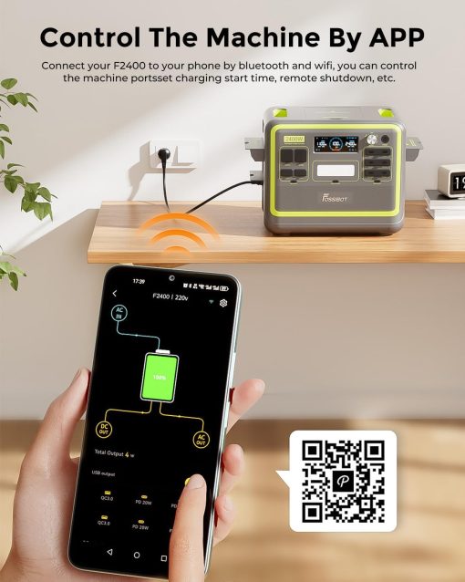 FOSSiBOT F2400 Station électrique portable CA 2400W (4800W Pic), Station Silencieux Solaire 2048Wh LiFePO4, Groupe Générateur électrique Onduleur Alimentation de Secours à Domicile Camping - Image 28