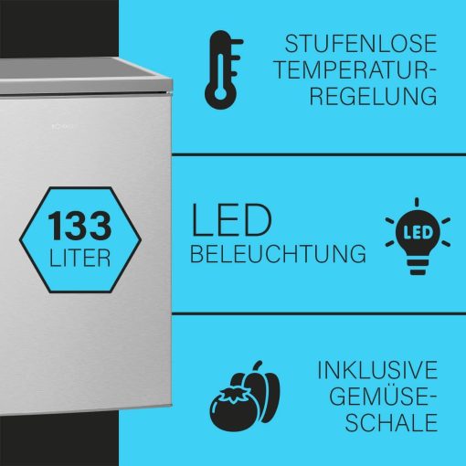 Bomann Réfrigérateur 133L blanc VS2195-1-blanc, Capacité nette : 133 litres, éclairage intérieur à DEL, Contr?le de la température en continu, 3 clayettes en verre - Image 4