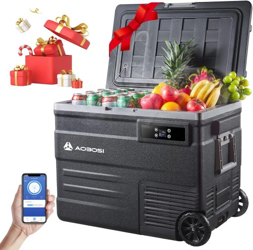 AAOBOSI 45L Glacière à Compresseur, Glaciere électrique -20℃ à 20℃, Frigo Camion APP&Bouton Contr?le, 12/24V DC et 100-240V AC Glaciere Camping Pour Voiture, Camion, Bateau et Prise De Courant - Image 4