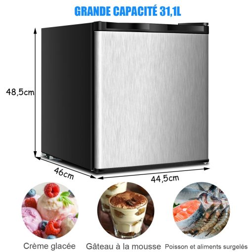 Mini Congélateur Vertical Capacité 31,1 L Porte Réversible en Acier Inoxydable Contr?le Mécanique Température Réglable - Image 9