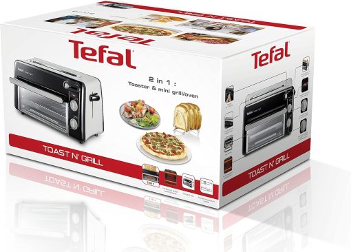 Tefal 2-in-1 Toaster & Mini Oven, Stainless Steel, Long Toaster Slot with Lid, 6 Levels of Browning, Grill Temperature up to 210°C, Toast N Grill TL600810 - Image 9