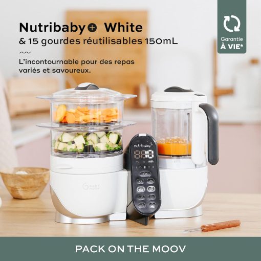 Babymoov Nutribaby(+), Robot Cuiseur Bébé Multifonctions 6 en 1, Cuiseur Vapeur Mixeur, Grande Capacité 2,2L, Petits Pots Bébé Faits Maison, Idéal Diversification Alimentaire, Gris - Image 34
