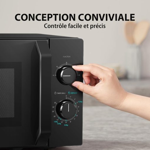 Toshiba Micro-ondes 20L MW2-MM20P(BK), Micro-ondes sur Pied, 800W, 5 Niveaux de Puissance, avec Décongélation Facile, éclairage LED à l'intérieur, Noir - Image 8