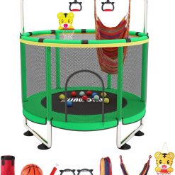 Trampoline pour Enfants, Trampoline réglable pour bébé avec Panier de Basket-Ball, Trampoline intérieur et extérieur de 200 kg avec enclos