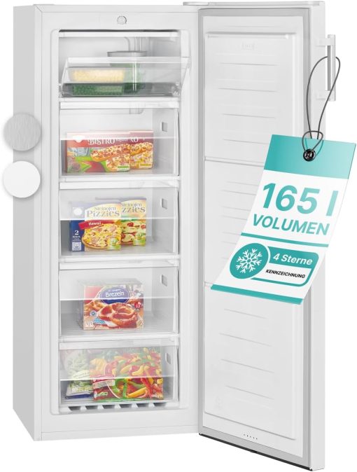 Congélateur 165L blanc Bomann GS7317-1-blanc, Volume net : 165 litres, pose libre, éclairage intérieur à LED, Température réglable, silencieux, economique Congélateur 4 étoiles - Image 3