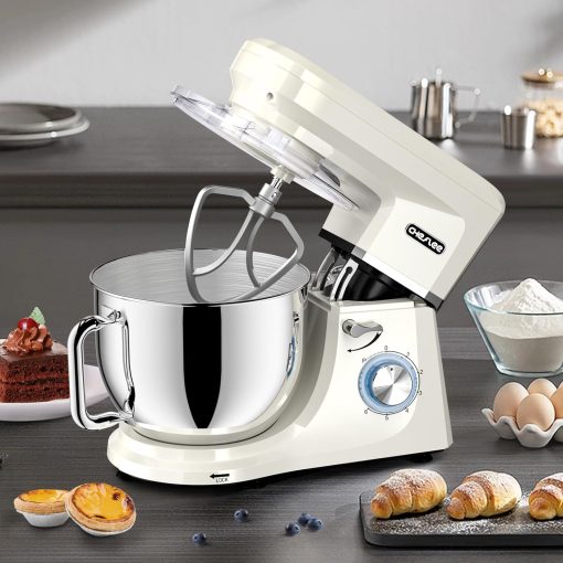 CHeflee 1800W Professional Kitchen Mixer 7.2 Litres Low Noise Multifunctional Kitchen Robot with Whisk, Beater, Hook, Stainless Steel Bowl, 6 Speeds - Image 23