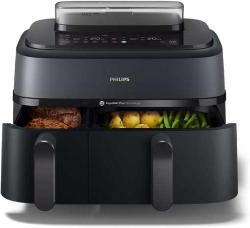 Philips Air Fryer 3000 Series Double Basket - Healthy, Fast and Versatile Cooking, 9 Litre Capacity, Touch Screen, Two Drawer Design (NA350/00) - Image 3