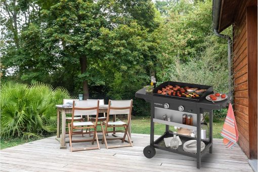 Campingaz Plancha EXB Plus, plancha au gaz sur chariot, grill gastronomique avec plaque en acier émaillé et 2 br?leurs, puissance 7500 W, pour des grillades méditerranéennes, Noir - Image 9