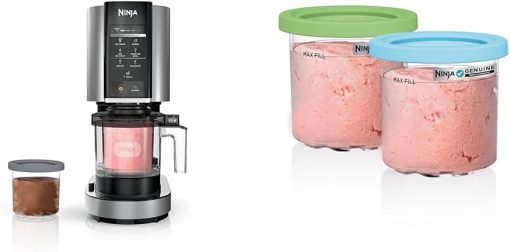 Ninja NC301 CREAMi Ice Cream Maker, for Gelato, Mix-ins, Milkshakes, Sorbet, Smoothie Bowls & More, 7 One-Touch Programs, with (2) Pint Containers & Lids, Compact Size, Perfect for Kids, Silver
