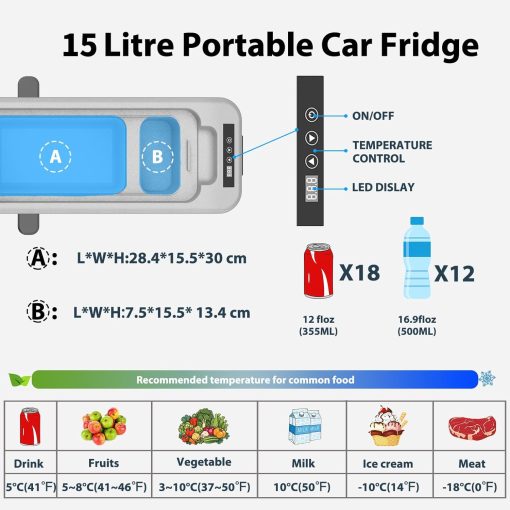 Alpicool LGMP8 8L Glaciere Portable Réfrigérateur Voiture Camping Congélateur 12/24V Mini Frigo pour Maison, Bureau ou Pique-Nique en Plein Air/ -20 à 20℃(Batterie Non Incluse) - Image 5
