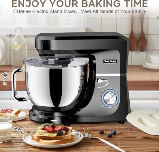 CHeflee 1800W Professional Kitchen Mixer 7.2 Litres Low Noise Multifunctional Kitchen Robot with Whisk, Beater, Hook, Stainless Steel Bowl, 6 Speeds - Image 28