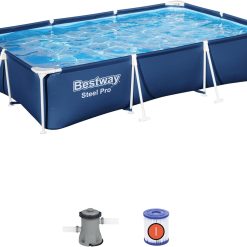 Bestway Steel Pro Kit Piscine Hors Sol Rectangulaire 3,00 m X 2,01 m X 66 cm, Bleu
