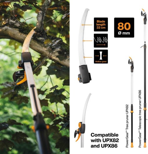 Fiskars Coupe-Branches Multifonctions Télescopique, pour Bois vert et Rameaux, Revêtement antiadhésif, Lame en acier/manche en aluminium, longueur 2,4 - 4 m, noir/orange, UPX86, 1023624 - Image 39