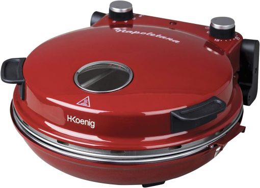 H.Koenig Four à Pizza électrique Professionnel Portable NAPL350, Multifonction, Tartes et Quiches, Grand Plateau en Pierre Céramique, Température 0 à 400°C, Minuterie, Roulette et Pelle en bois
