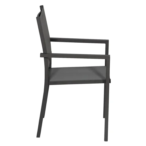 Lot de 8 chaises en aluminium anthracite - textilène gris Happy Garden - Image 4