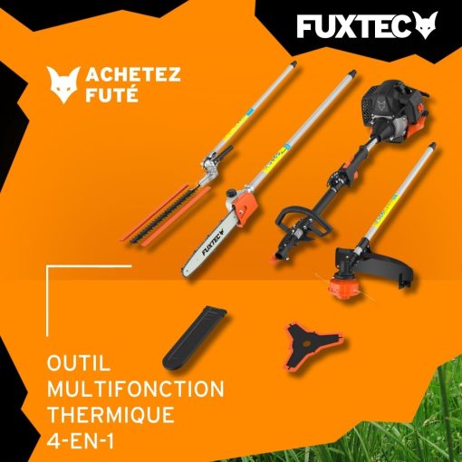 Fuxtec Débroussailleuse Thermique Multifonction 5 en 1 Multitool FX-MT152E - Easy Starter 3CV 52 cm3, Moteur 2 Temps, élagueuse Taille Haie Coupe Bordure Avec Fil ou Lame 1 Mètre Rallonge - Image 4