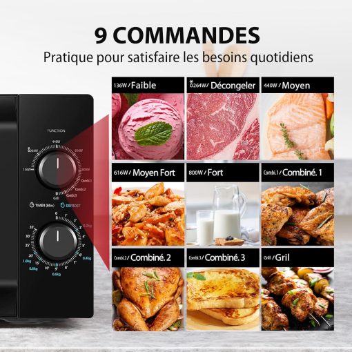 Toshiba Micro-ondes 20L MW2-MM20P(BK), Micro-ondes sur Pied, 800W, 5 Niveaux de Puissance, avec Décongélation Facile, éclairage LED à l'intérieur, Noir - Image 12
