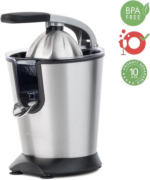 H.Koenig AGR80 160W Professional Electric Citrus Juicer Stainless Steel Lever and Filter Drip Free BPA Free Dishwasher Safe Parts - Image 3