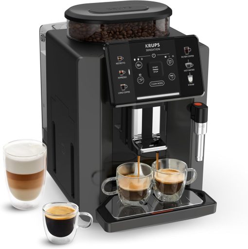 Krups Sensation C50, Machine à café grains, machine expresso, 5 boissons accès direct, Interface tactile, Facile à utiliser, Nettoyage automatique, Buse vapeur Cappuccino, Fabriqué en France EA910810 - Image 3