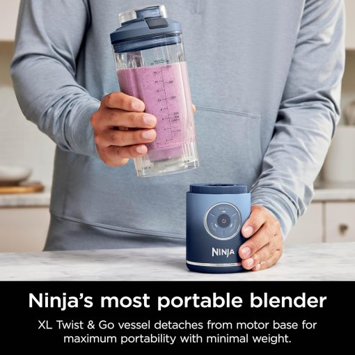 Ninja Blast Max, Portable Blender + Twist & Go, Personal Smoothie, Blend, Ice Crush, 3 Programs, Cordless, 22 oz removable Vessel, Dishwasher Safe, Leakproof, Navy, BC251NV - Image 25