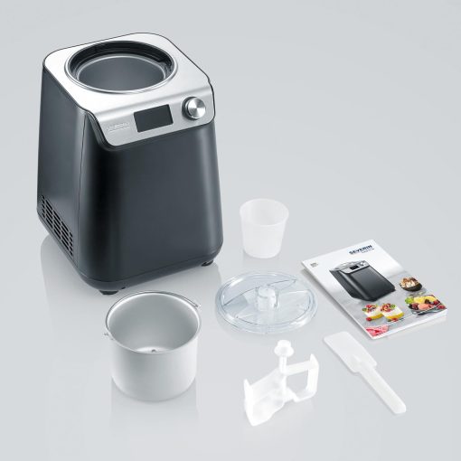 SEVERIN 2-in-1 Ice Cream Maker Compact 135 W, Electric Ice Cream Maker and Yogurt Maker with 1.2 L Capacity, Ice Maker with Recipe Book, Black, EZ 7407 - Image 14