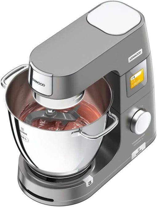 Kenwood Titanium Chef Patissier XL KWL90.034SI, Robot Patissier Balance Intégrée, Batteur K, Pétrin, Fouet, Batteur Souple, Deux Bols, Couvercle Anti-Projections, 1400W, Acier, Argent - Image 5