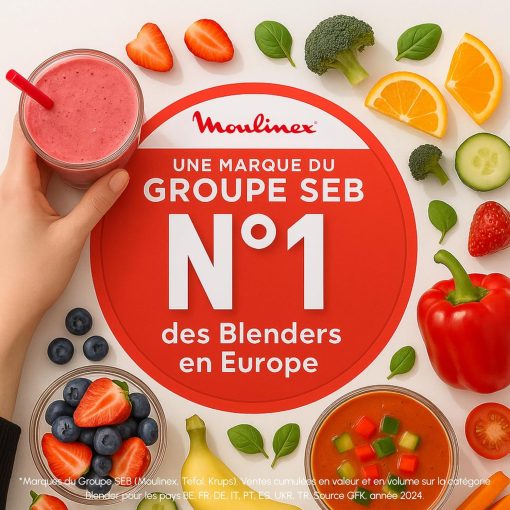 Moulinex Perfectmix Cook blender chauffant à haute vitesse, 10 programmes automatiques, 1400 W, YY5607FG, Noir et Transparent, Métal - Image 29