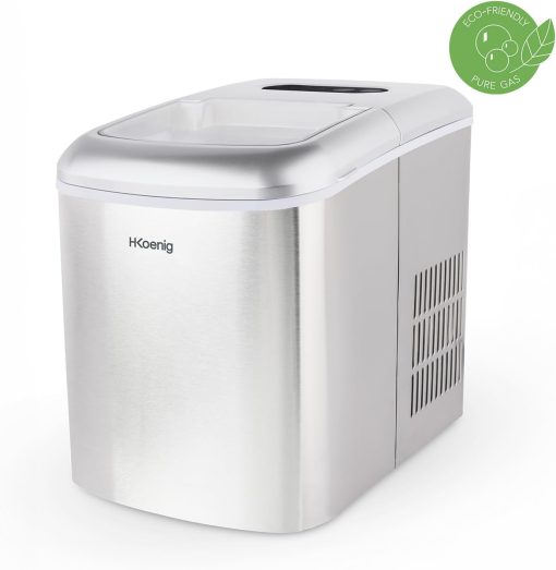 H.Koenig KB20 Ice Cube Machine, 12 kg in 24 hours, 2 sizes of ice cubes, self-cleaning, portable, quiet 2.1L, ice cubes ready in 6 minutes, ice scoop - Image 4