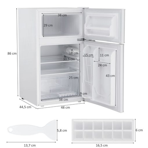 Réfrigérateur Compact Mini-réfrigérateur 90 L Congélateur Séparé avec Design à 2 Portes Fonctionnement Silencieux Blanc/Gris/Noir - Image 8
