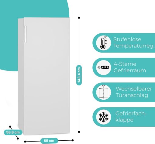 Congélateur 165L blanc Bomann GS7317-1-blanc, Volume net : 165 litres, pose libre, éclairage intérieur à LED, Température réglable, silencieux, economique Congélateur 4 étoiles - Image 12