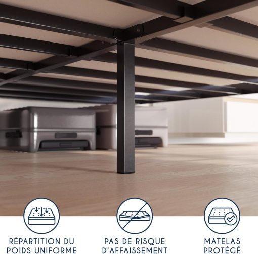 Dreamzie Cadre de Lit 160x200 avec Sommier - Sommier 160x200 avec Pieds - Hauteur de 35 cm - Structure Solide, Assemblage Facile et Espace de Rangement - Image 22