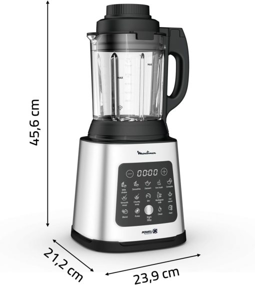 Moulinex Perfectmix Cook blender chauffant à haute vitesse, 10 programmes automatiques, 1400 W, YY5607FG, Noir et Transparent, Métal - Image 14