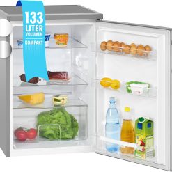 Bomann Réfrigérateur 133L blanc VS2195-1-blanc, Capacité nette : 133 litres, éclairage intérieur à DEL, Contr?le de la température en continu, 3 clayettes en verre