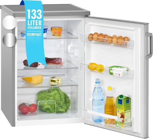Bomann Réfrigérateur 133L blanc VS2195-1-blanc, Capacité nette : 133 litres, éclairage intérieur à DEL, Contr?le de la température en continu, 3 clayettes en verre