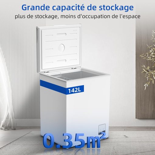 Congélateur coffre CHiQ 142L, 63,5 x 55,6 x 83,5cm, Congélateur Inverter, Affichage de la température extérieure, Mode de congélation rapide -32℃, Grille métallique,Faible bruit - Image 4