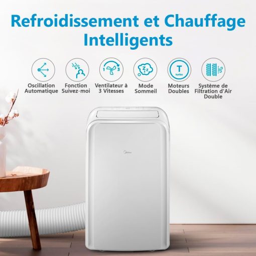 MIDEA Climatiseur PortaSplit Mobile Silencieux 4-in-1| 12000 BTU | Chauffage et Climatisation Portable Prêt à Poser 3,5kW- Clim Mobile avec rafra?chisseur, déshumidificateur, chauffage,ventilateur - Image 17