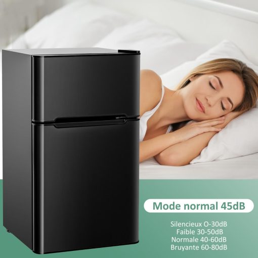 Réfrigérateur Compact Mini-réfrigérateur 90 L Congélateur Séparé avec Design à 2 Portes Fonctionnement Silencieux Blanc/Gris/Noir - Image 19