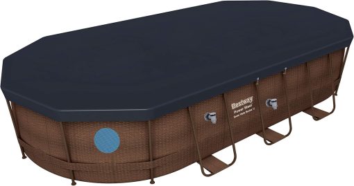 Bestway 56946 Piscine Power Steel? Swim Vista ovale 488 x 305 x 107 cm motif rotin avec hublots, filtration à sable, échelle, bache et diffuseur Chemconnect? - Image 12