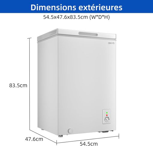 Congélateur coffre CHiQ 142L, 63,5 x 55,6 x 83,5cm, Congélateur Inverter, Affichage de la température extérieure, Mode de congélation rapide -32℃, Grille métallique,Faible bruit - Image 13